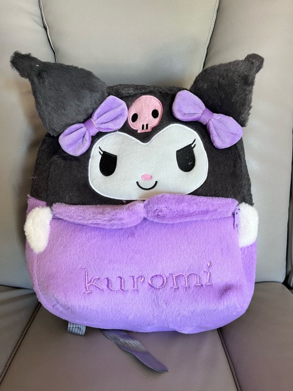 Sanrio Kuromi Plush Backpack – Black & Purple
